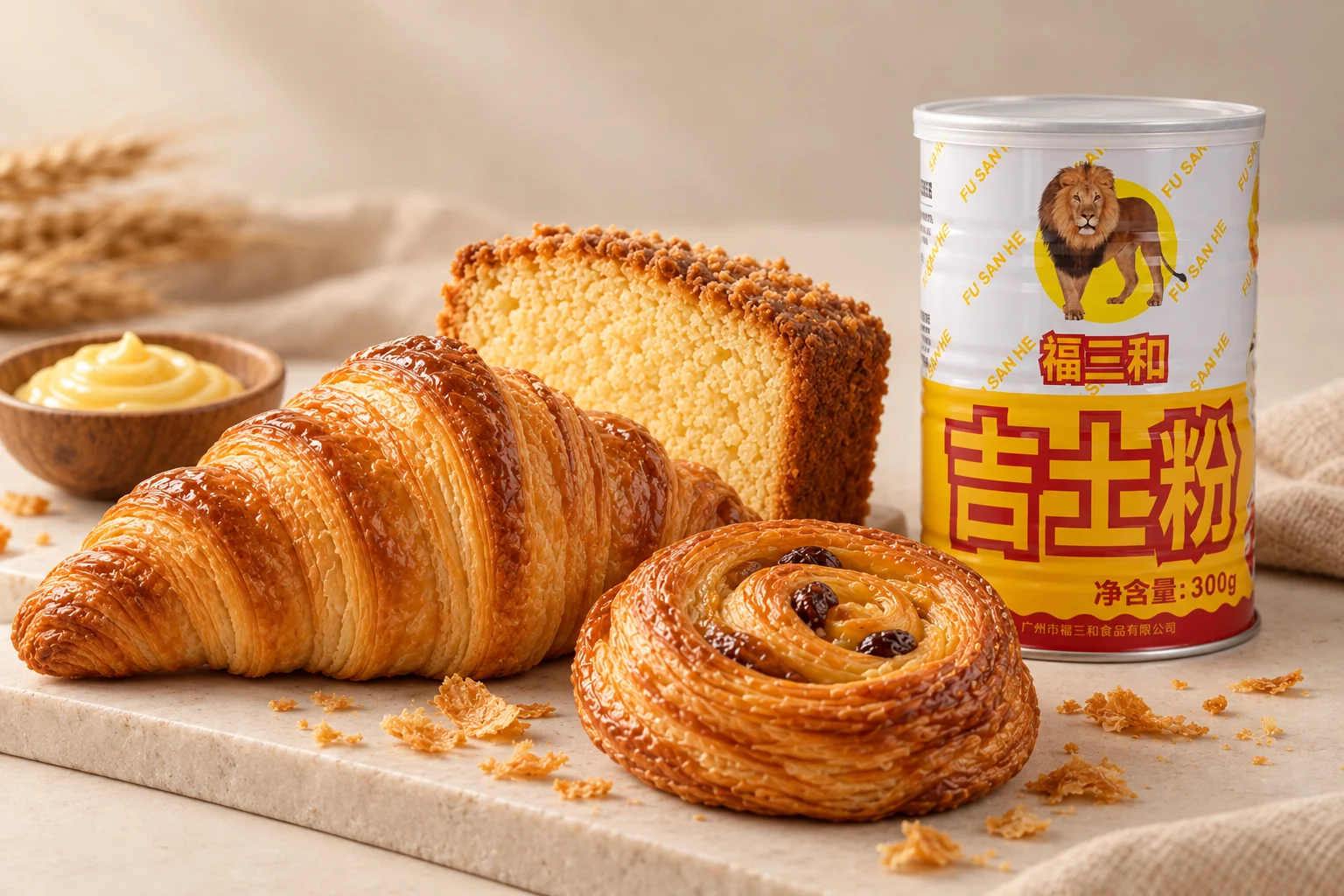 Compound Custard Powder product packaging and food application